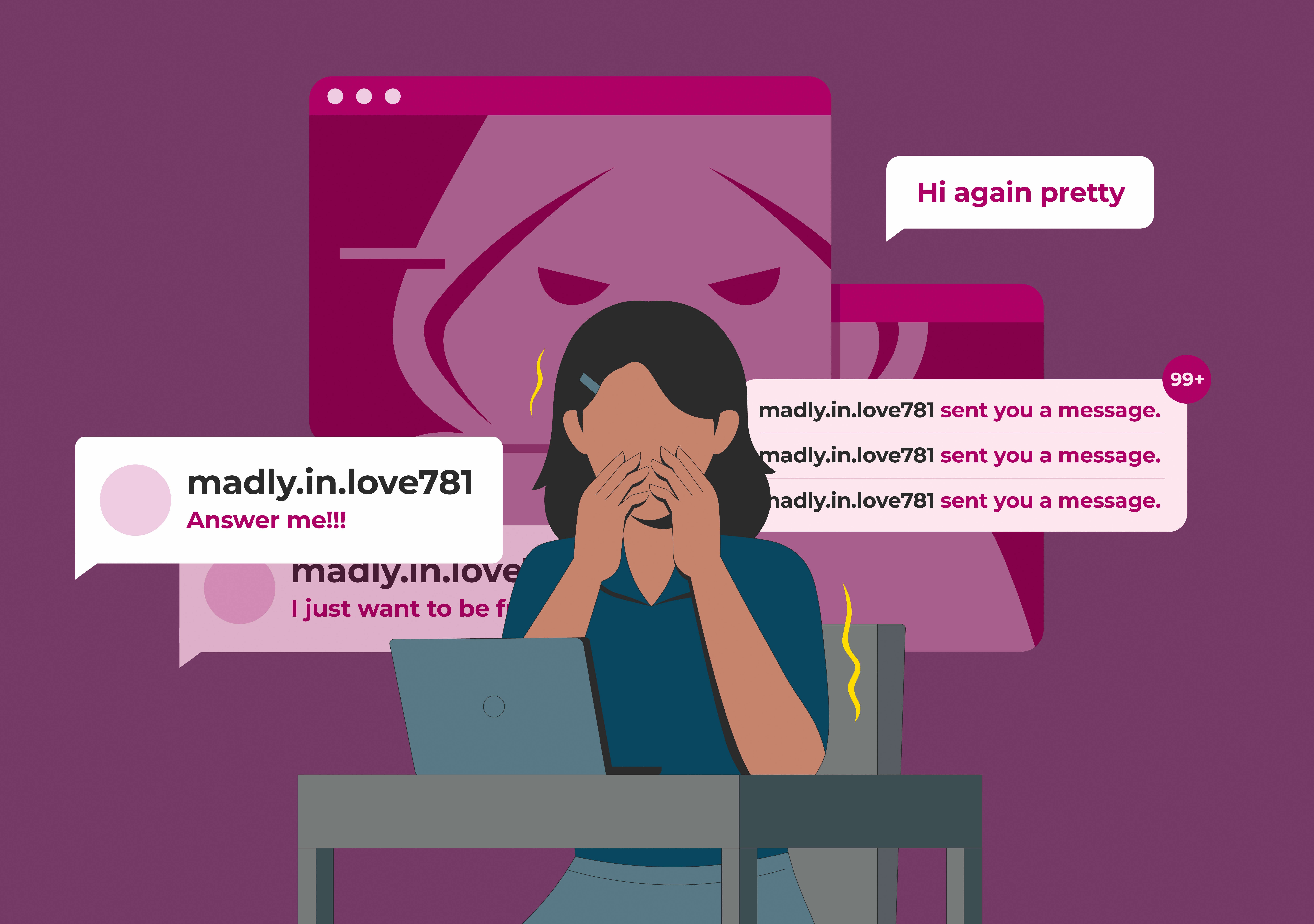 A distressed victim of online stalking
